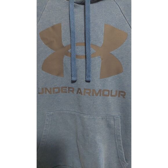 Under Armour Men’s Hoodie Sweatshirt Small Blue Logo Pullover - Picture 3 of 4